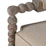 Close-up of Mahogany Wood Bobbin Armrest Detailing