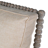 Close-up of Linen Upholstery and Wood Frame on Beaumont Armchair
