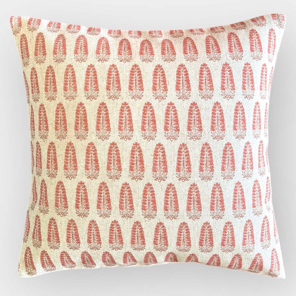 Strawberry Block Print Linen Cushion