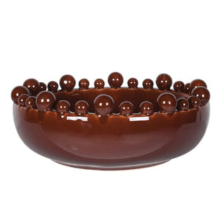 Brown Bobble Bowl in glossy handcrafted ceramic with distinctive raised bobble rim