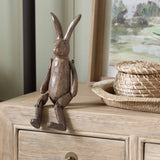 Brown Wood Effect Jointed Rabbit Ornament