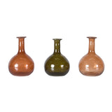 Vintage Coloured Glass Bud Vase Trio | Amber, Green & Peach