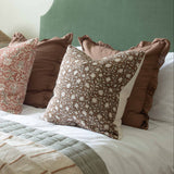Charles Ted Wyatt | Brown Floral Hand block Print Cushion Cover