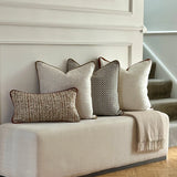 Oyster Cream Cushion with Amber Band Detail