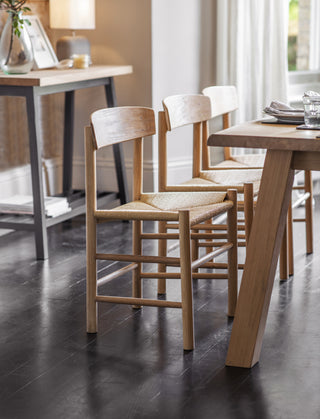 Blockley natural oak dining chair with woven papercord seat