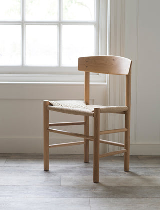 Blockley natural oak dining chair with woven papercord seat, view 2