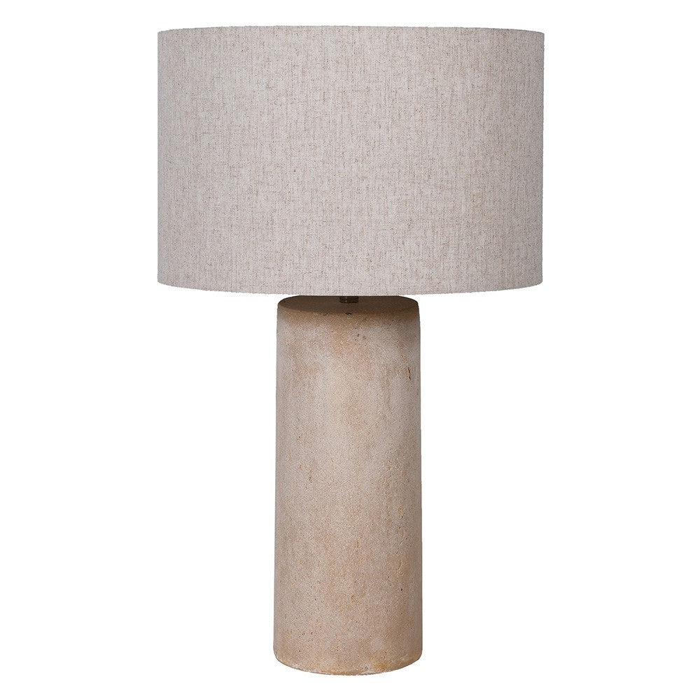 This lamp, with its slim base and cylinder linen shade in beige, adds a tasteful and exclusive touch to any room. 