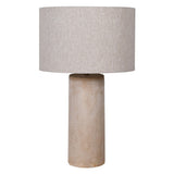  This lamp, with its slim base and cylinder linen shade in beige, adds a tasteful and exclusive touch to any room. 