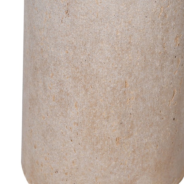  This lamp, with its slim base and cylinder linen shade in beige, adds a tasteful and exclusive touch to any room. 