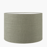 Callie ceramic table lamp with textured light grey stoneware base and pistachio green linen shade DETAIL