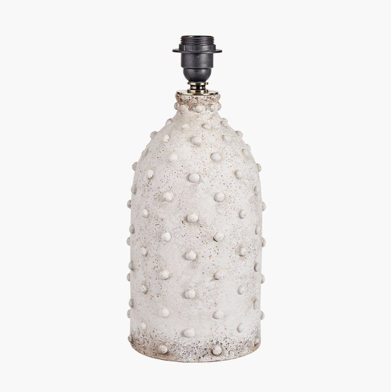 Callie ceramic table lamp with textured light grey stoneware base 