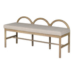 Camille Curved Back Wooden Upholstered Bench angled view