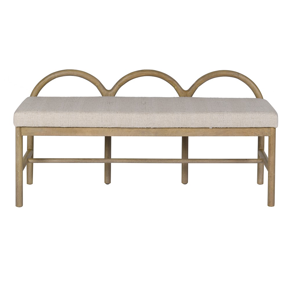 Camille Wooden Upholstered Bench front view