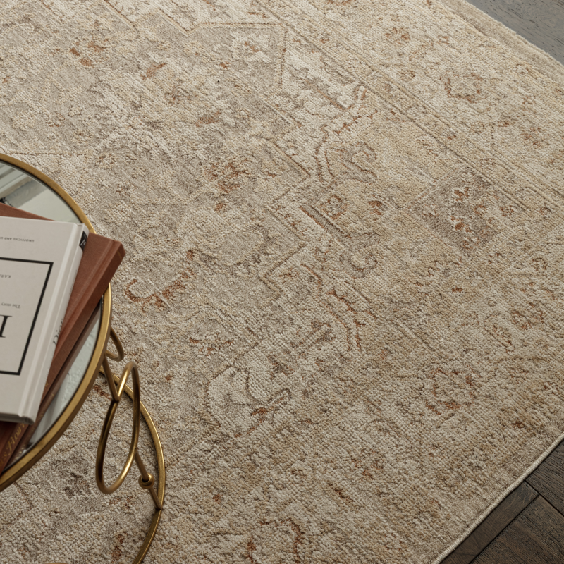 Cappadocia Rug | Green Vintage Inspired High Low Pile with Lustrous Shine top view