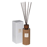 Capri Sea Breeze Luxury Reed Diffuser – 1200ml bottle wrapped in woven cover with dark reeds and elegant packaging