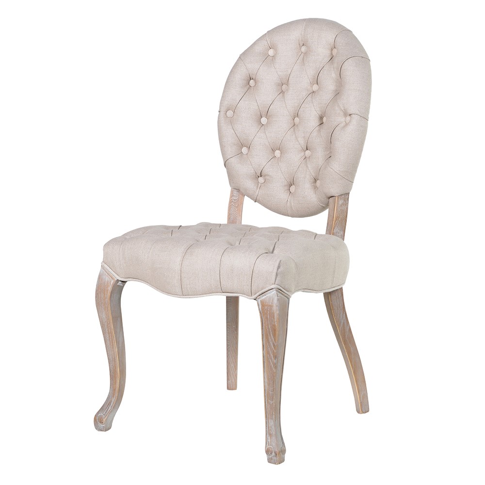 Celine linen dining chair with tufted upholstered seat and solid ash wood legs