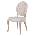 Celine linen dining chair with tufted upholstered seat and solid ash wood legs