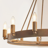 Chandra 12 Light Rustic Bronze Pendant Chandelier detailed candle style bulbs