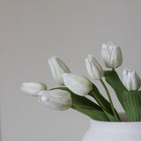 Charles Ted Artificial White Tulip Bunch with Seven Stems