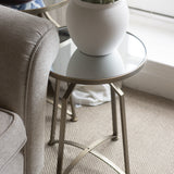 Charles Ted Set of Two Gold Manhattan Nesting Tables | Modern Glass Top Accent Tables