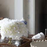 Charles Ted Faux White Hydrangea Arrangement in Globe Glass Vase