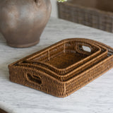Charles Ted Rustic Elegance Faux Rattan Serving Trays | Set of 3