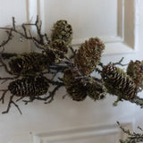 Charles Ted Faux Moss Branch – Artificial Woodland Stem with Pinecones
