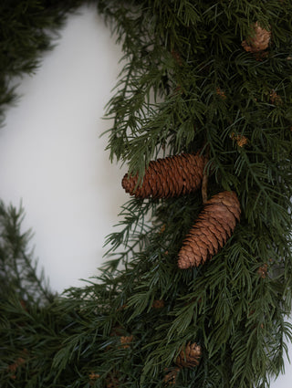 Large 76cm faux cedar and pinecone wreath by CharlesTed Home