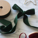 Charles Ted Forest Green Velvet Ribbon | 5m x 2.5cm