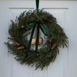Charles Ted Realistic Faux Cedar and Pinecone Wreath | Artificial Evergreen Door and Wall Decoration