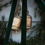 Charles Ted Large Festive Rustic Brass Cowbell on Rope