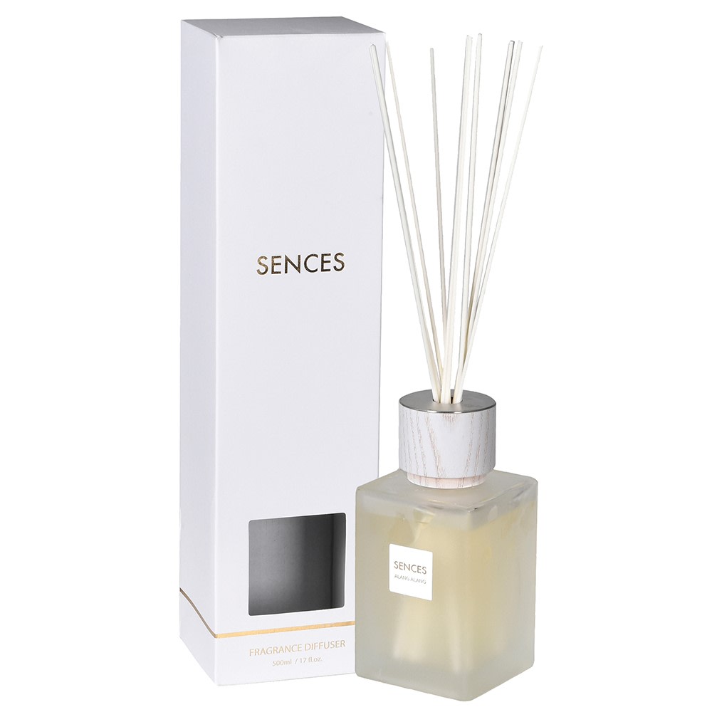 Charles Ted Alang Alang White Diffuser 500ml with frosted glass bottle and reeds