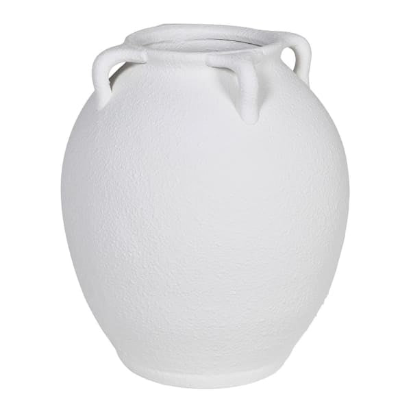 Large white ceramic vase with classic amphora-inspired design