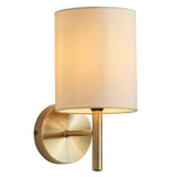 Charles Ted Bai Modern Brass Wall Light with white cylindrical fabric shade