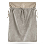 Gift sack made with grey velvet and rustic linen