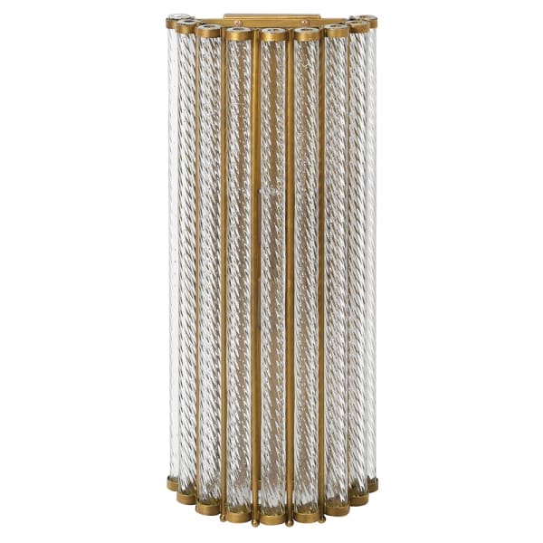 Charles Ted Crystal Wall Light with antiqued brass frame and clear glass rods