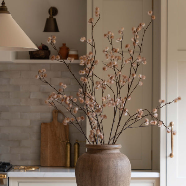 Faux Dusky Blossom Spray Stem in Brown