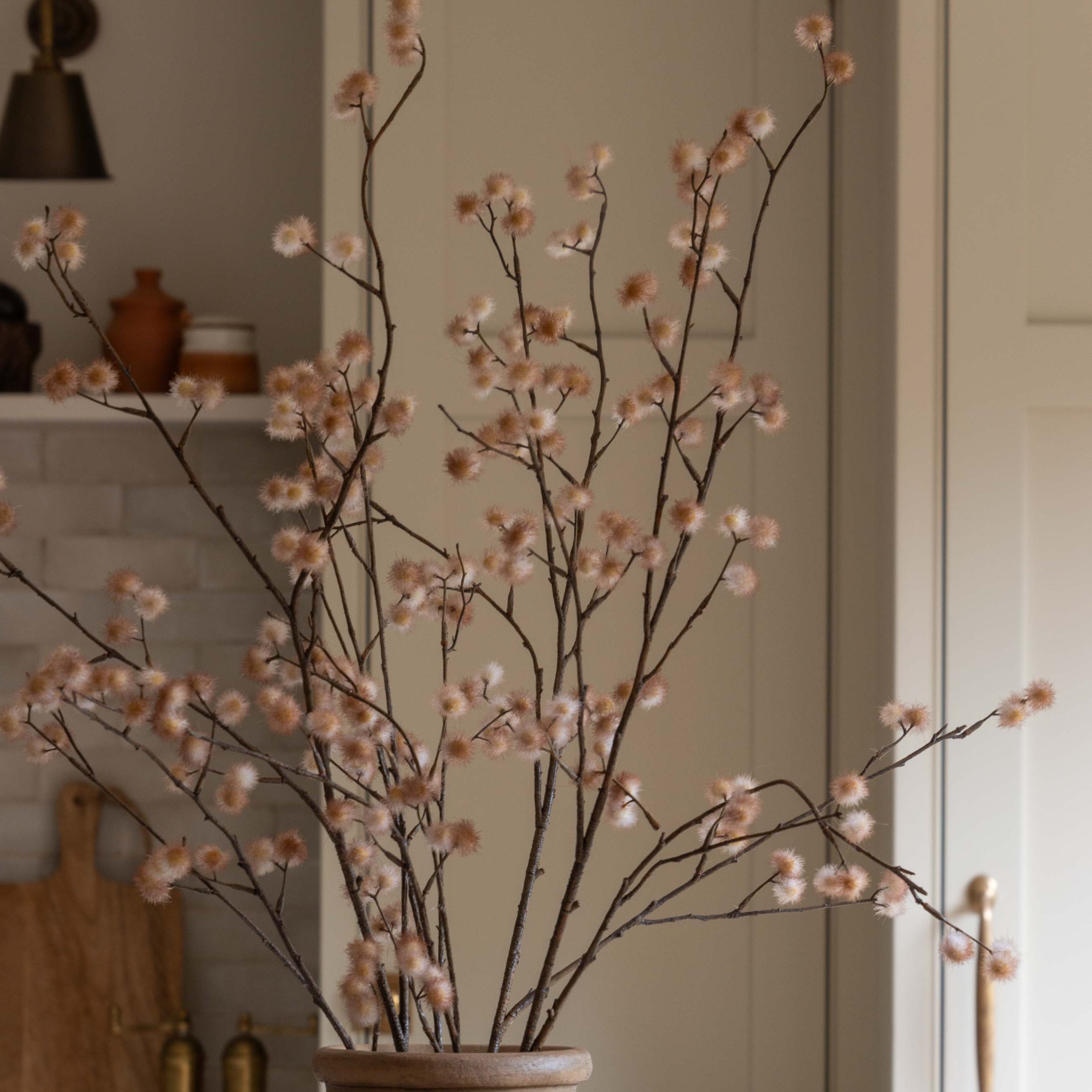 Charles Ted Faux Dusky Pink Blossom Spray Stem