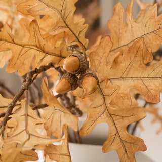 Close up of faux oak leaves showing lobed edges and leaf veins