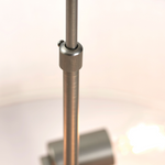 Close-up detail of Hanford Pendant Light brushed bronze stem and linen shade
