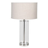 Melissa Glass Lamp with Linen Shade glass elegant base linen cylinder shade