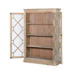 Side angle of New England style glazed pine cabinet