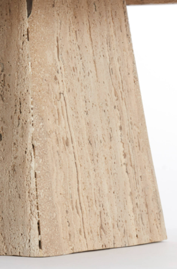 Charles Ted Porto Travertine Coffee Table close-up of natural stone base
