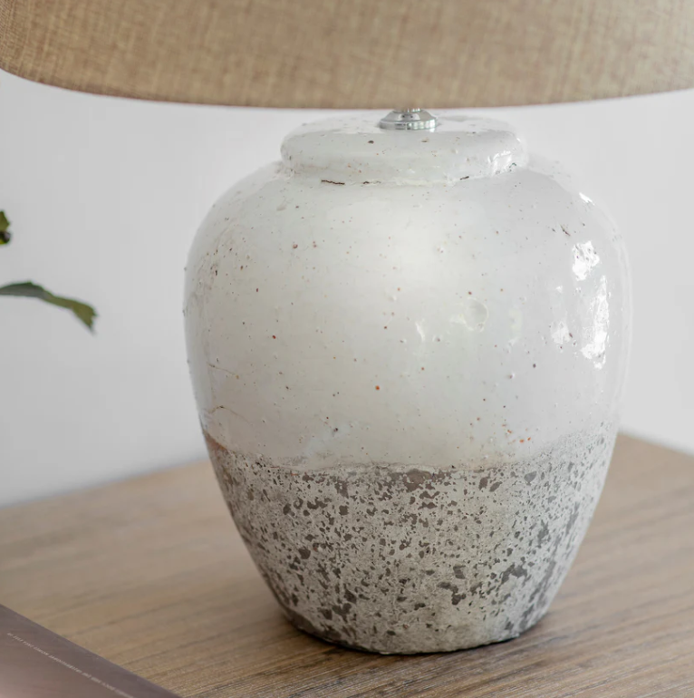 Close up of Charles Ted Ridgeton Two Tone Ceramic Table Lamp base