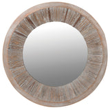 Charles Ted Rustic Round Wood Framed Mirror with distressed timber finish