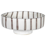 Charles Ted Striped Footed Terracotta Bowl with vertical neutral stripes
