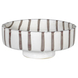 Charles Ted Striped Footed Terracotta Bowl with vertical neutral stripes