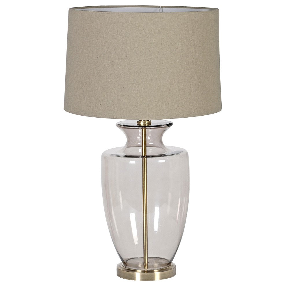 Elegant smoked glass base with brass detailing