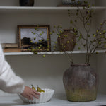 Charles Ted large faux berry eucalyptus stem styled in a rustic vase for natural home décor