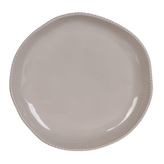 Taupe beaded edge dinner plate with an organic irregular rim